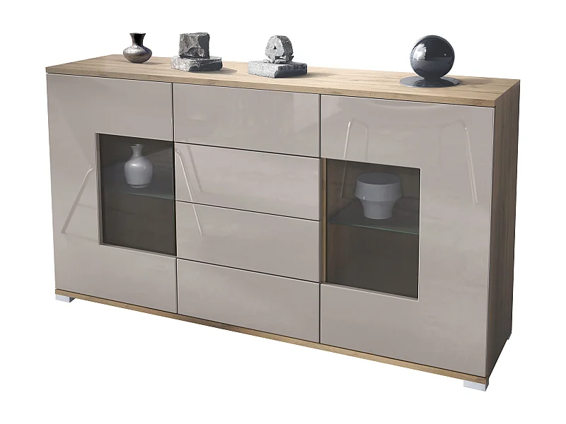 SIDEBOARD Grömitz Sandgrau Hochglanz