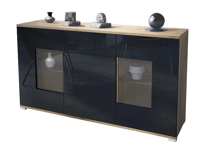 SIDEBOARD Grömitz Schwarz Hochglanz