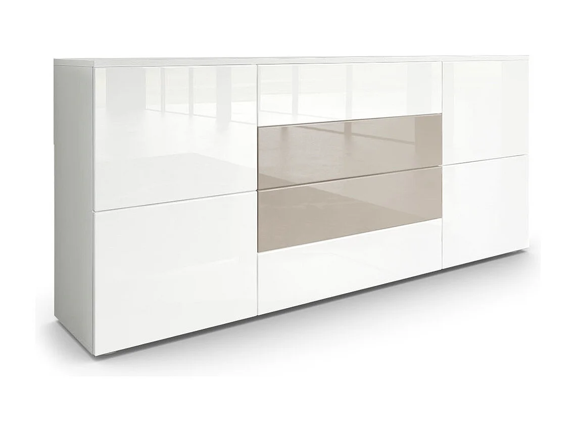 SIDEBOARD Rova Weiß Hochglanz / Sandgrau Hochglanz