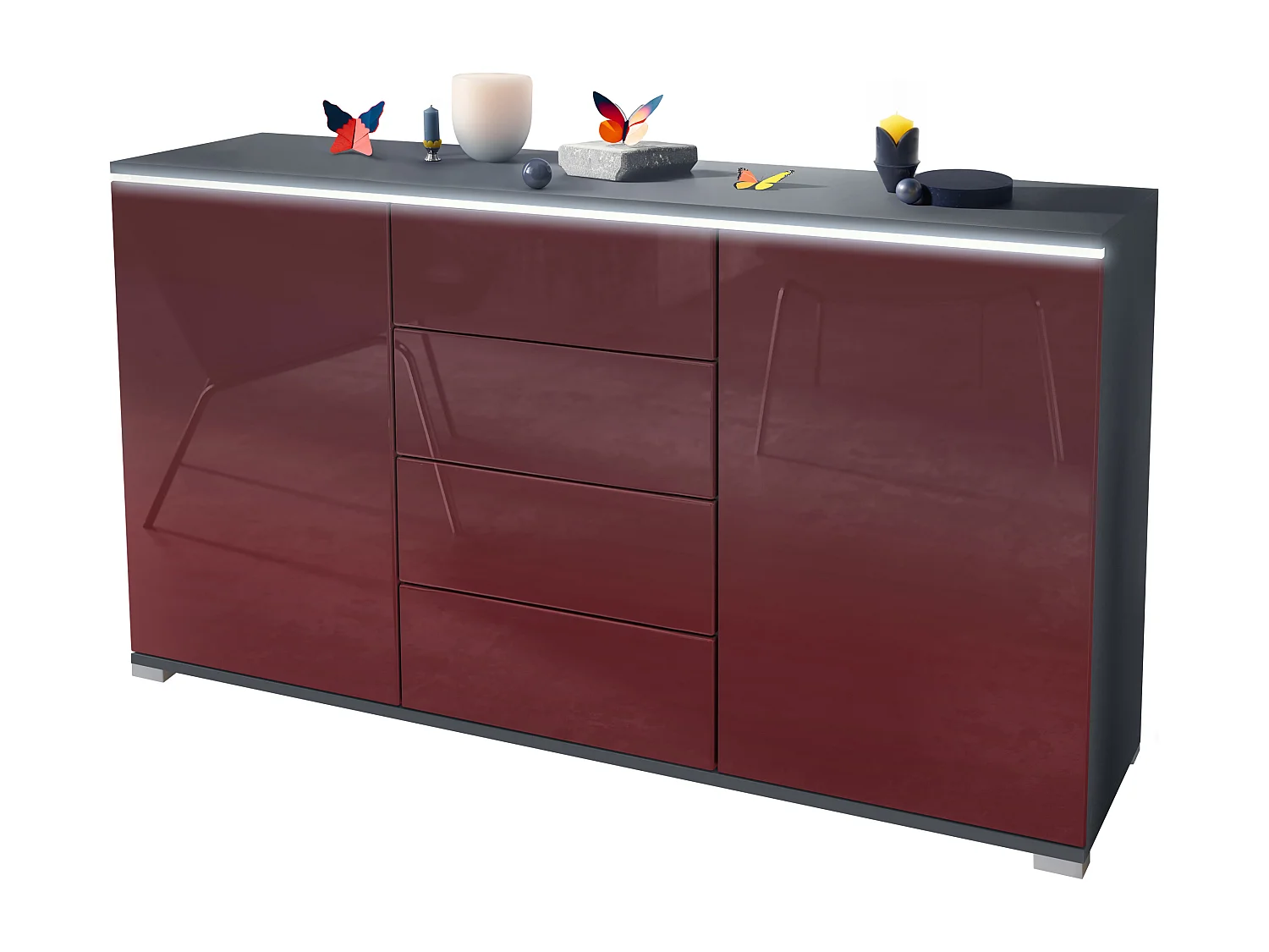 SIDEBOARD Faro Bordeaux Hochglanz