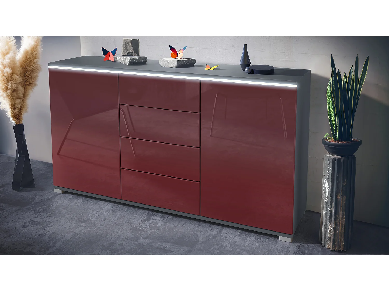 SIDEBOARD Faro Bordeaux Hochglanz