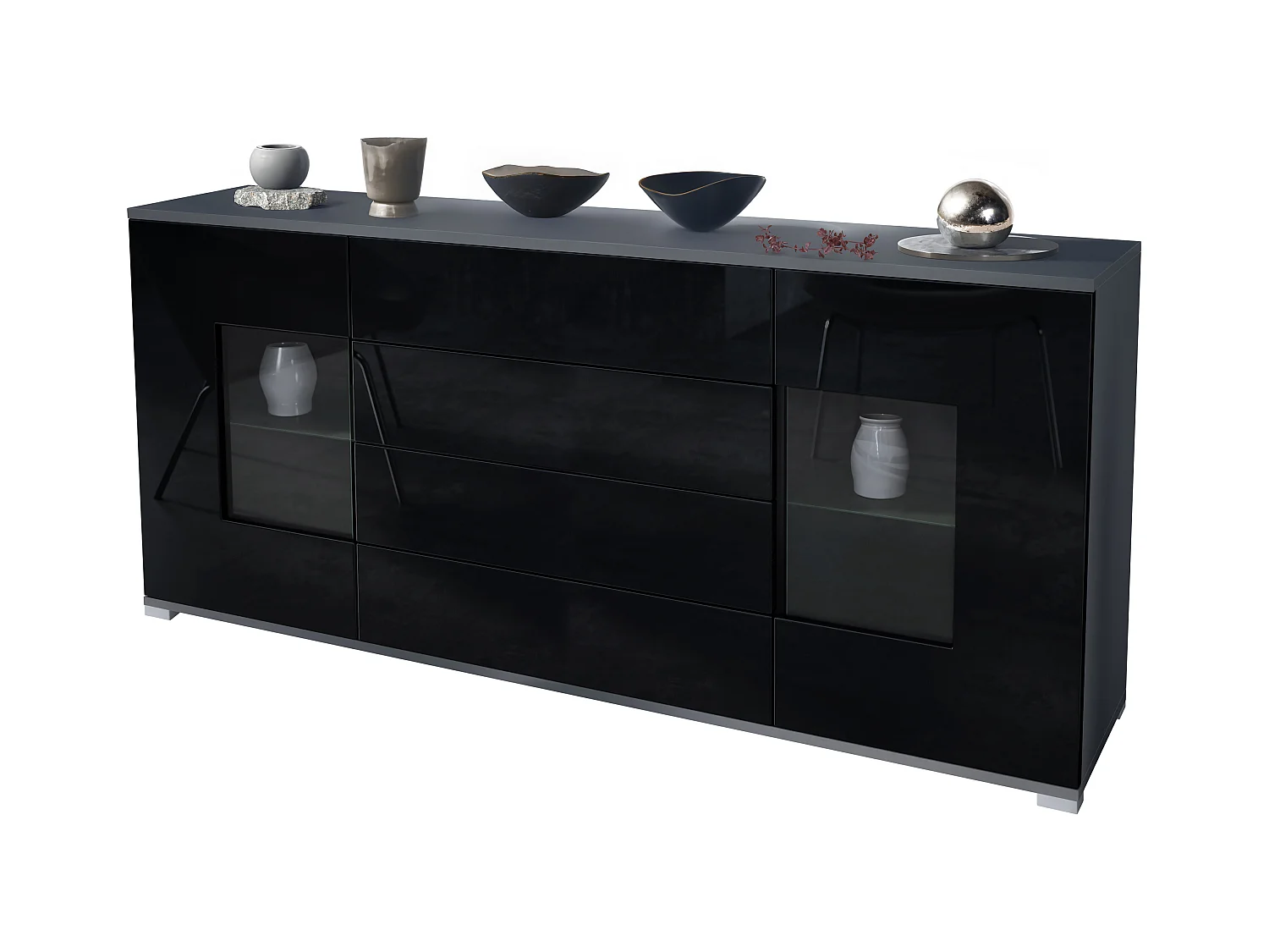 SIDEBOARD Grömitz Schwarz Hochglanz