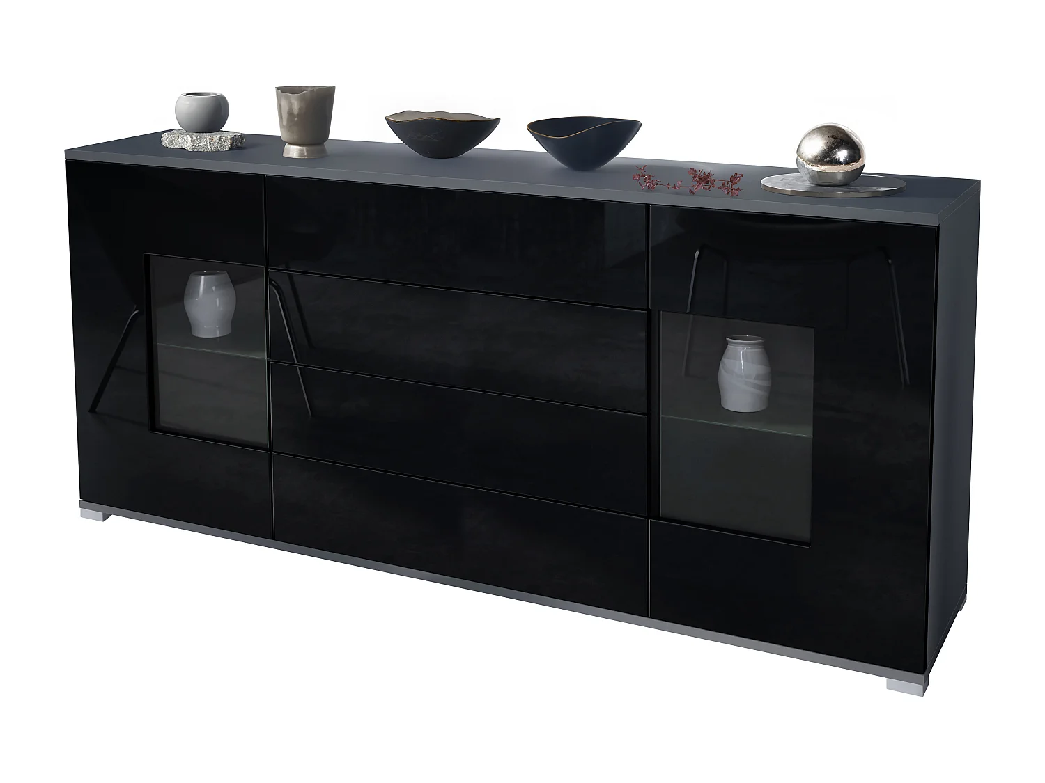 SIDEBOARD Grömitz Schwarz Hochglanz