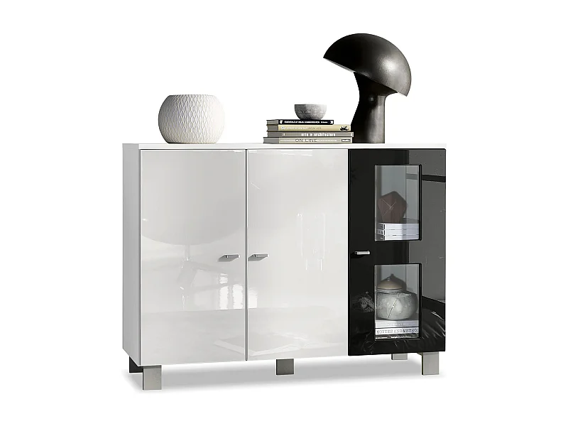 SIDEBOARD Denjo Tür in Schwarz Hochglanz