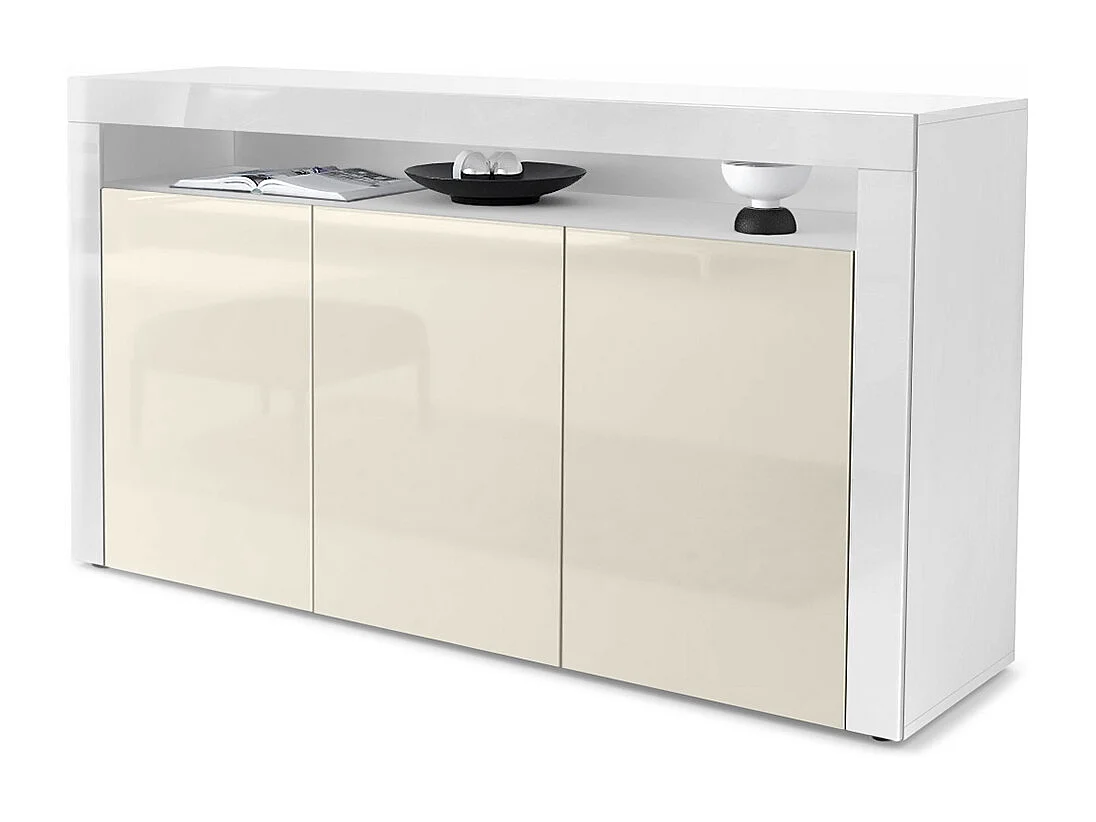 SIDEBOARD Valencia Creme Hochglanz / Weiß Hochglanz