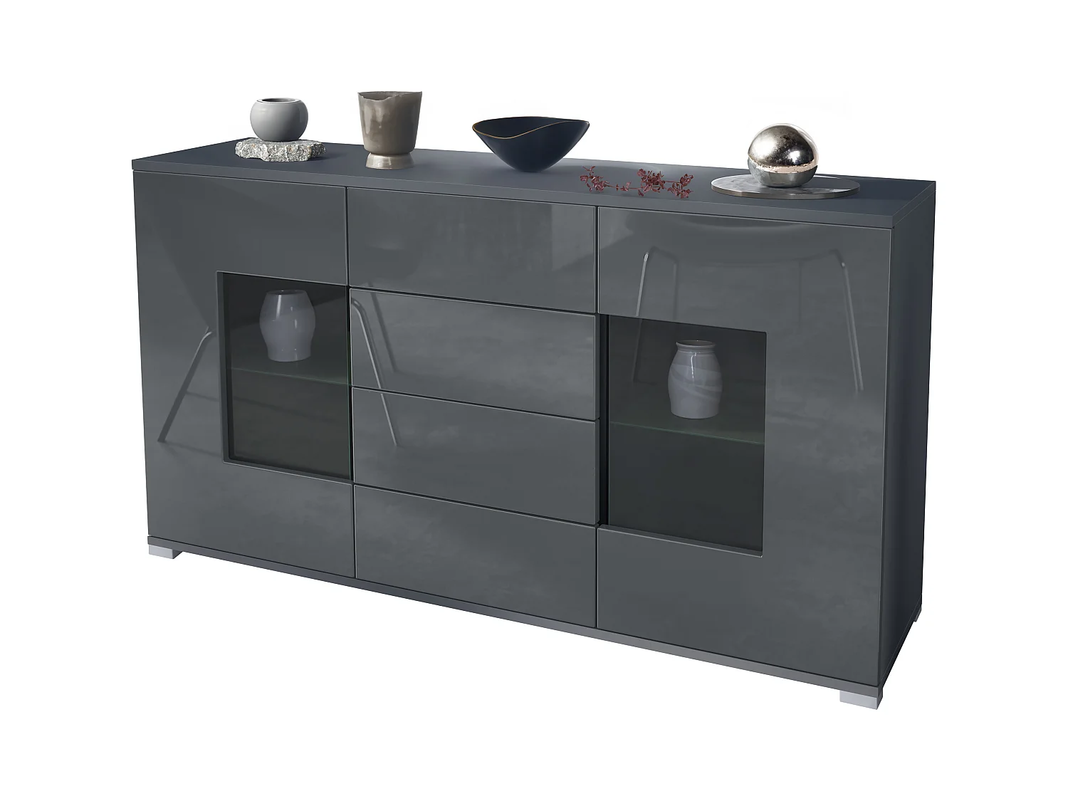 SIDEBOARD Grömitz Grau Hochglanz