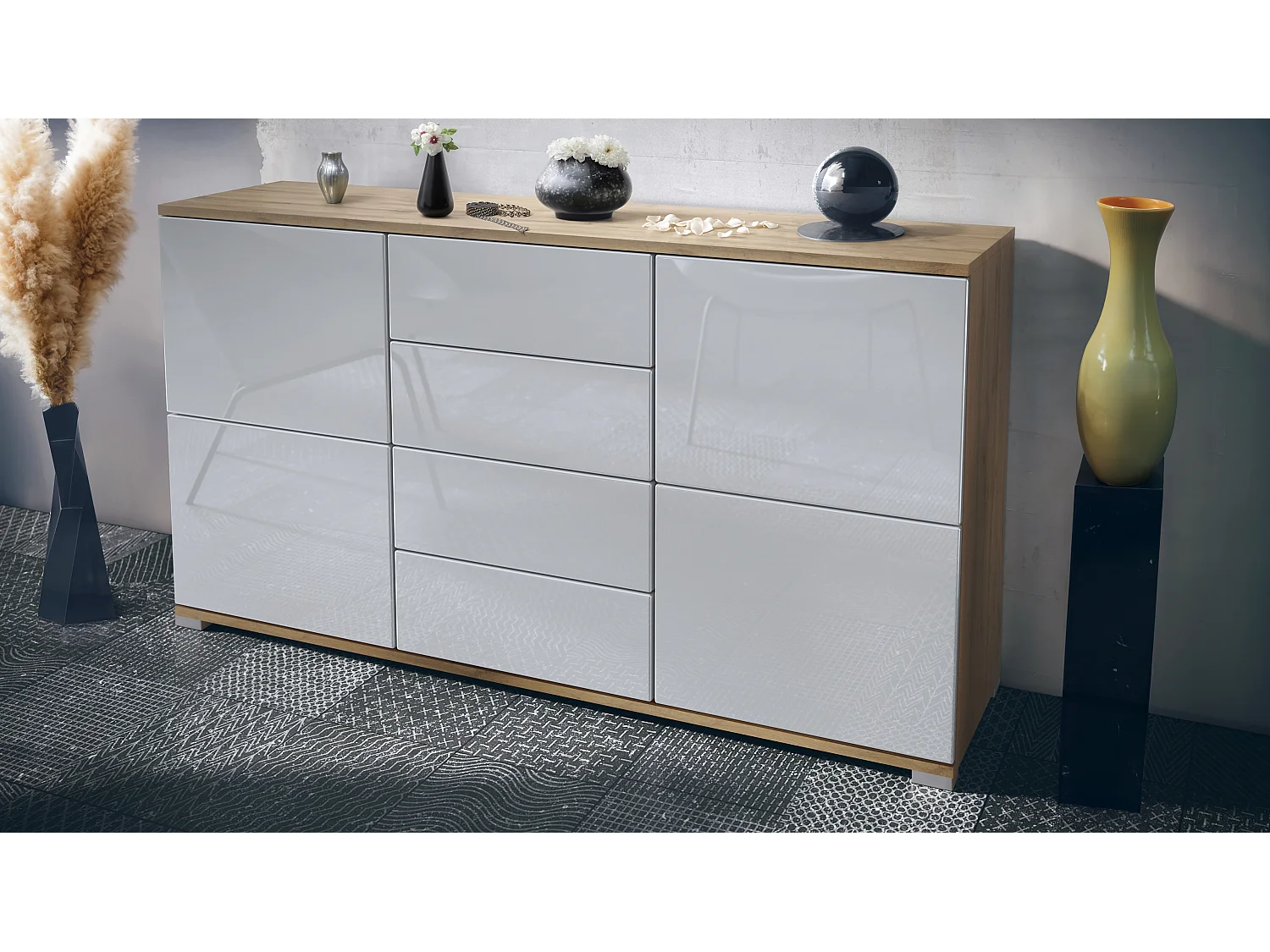 SIDEBOARD Rova Weiß Hochglanz