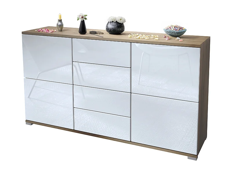 SIDEBOARD Rova Weiß Hochglanz