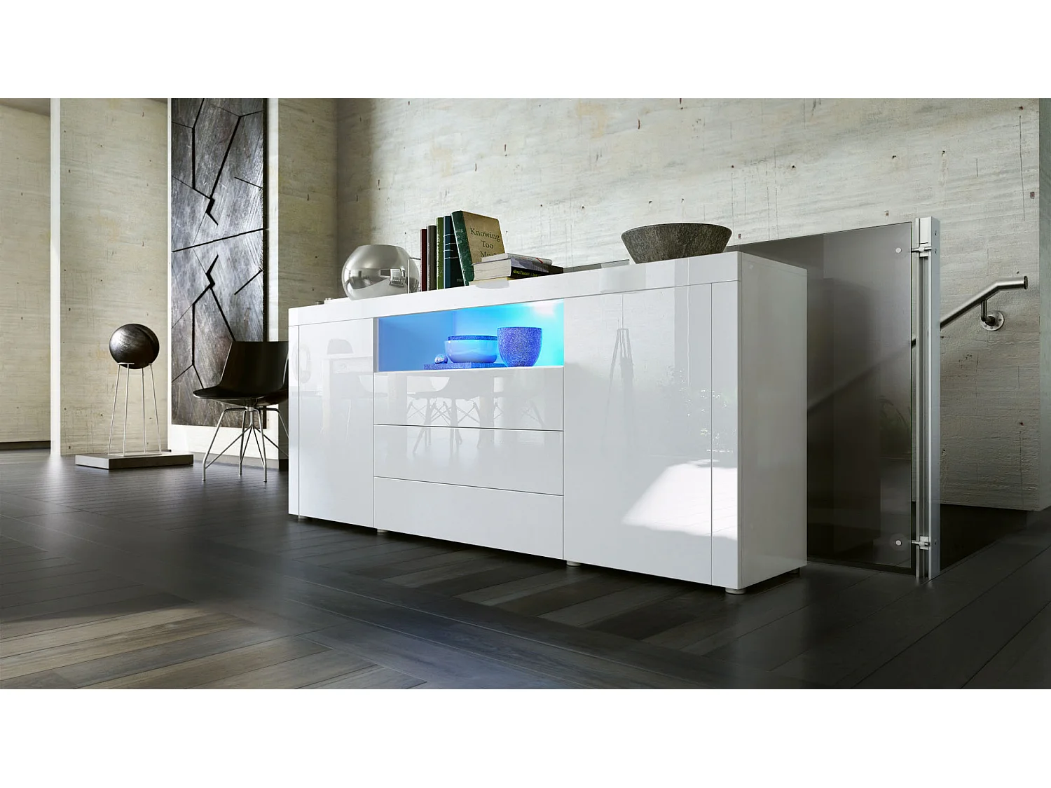 SIDEBOARD Santiago Weiß Hochglanz / Weiß Hochglanz