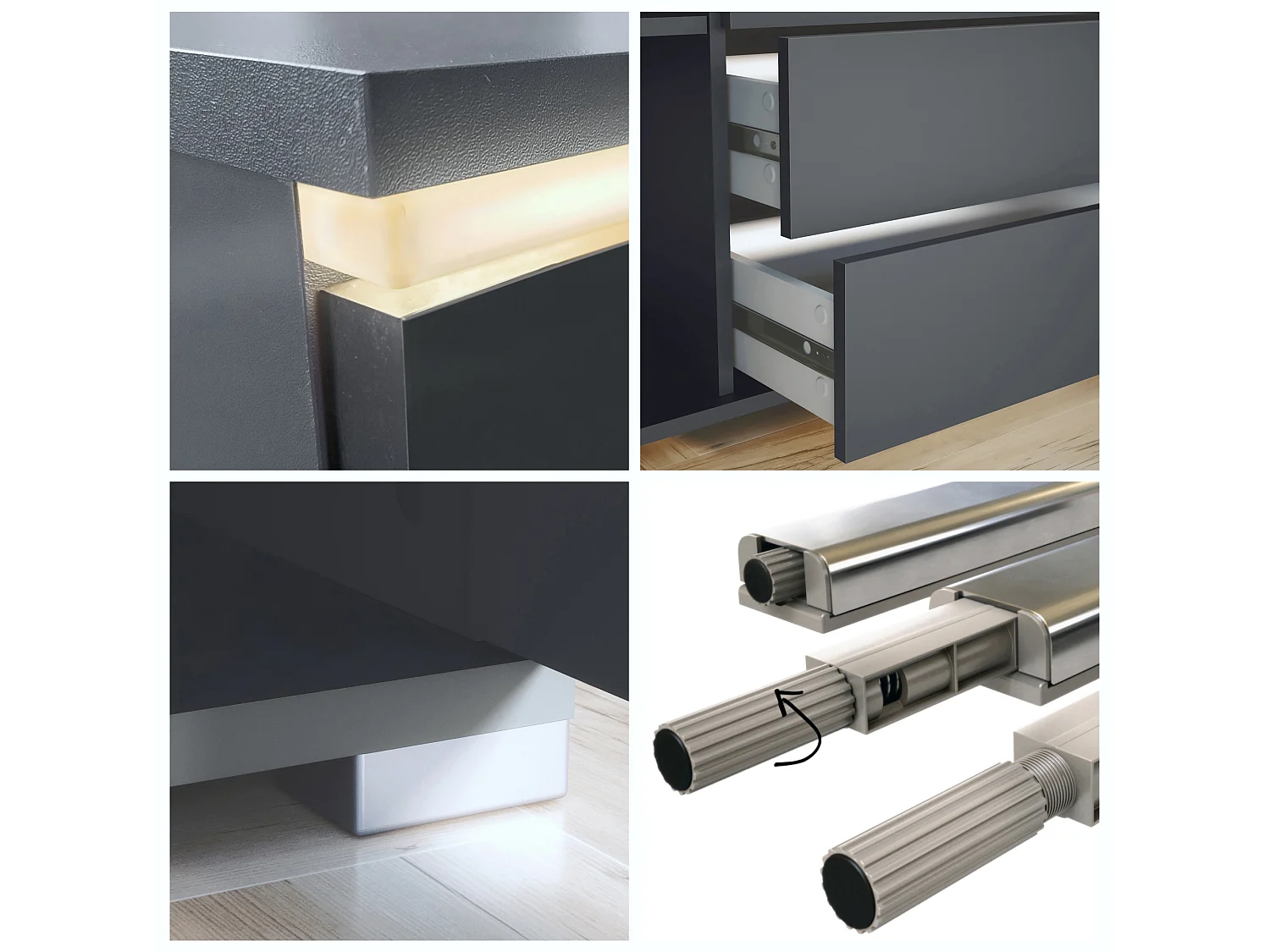 SIDEBOARD Faro Sandgrau Hochglanz