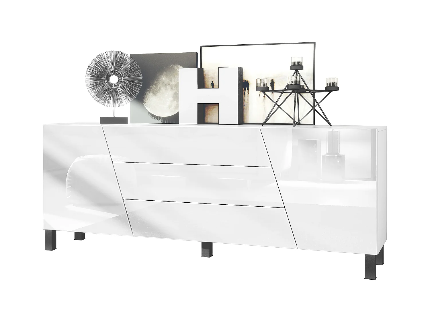 SIDEBOARD Houston Weiß Hochglanz