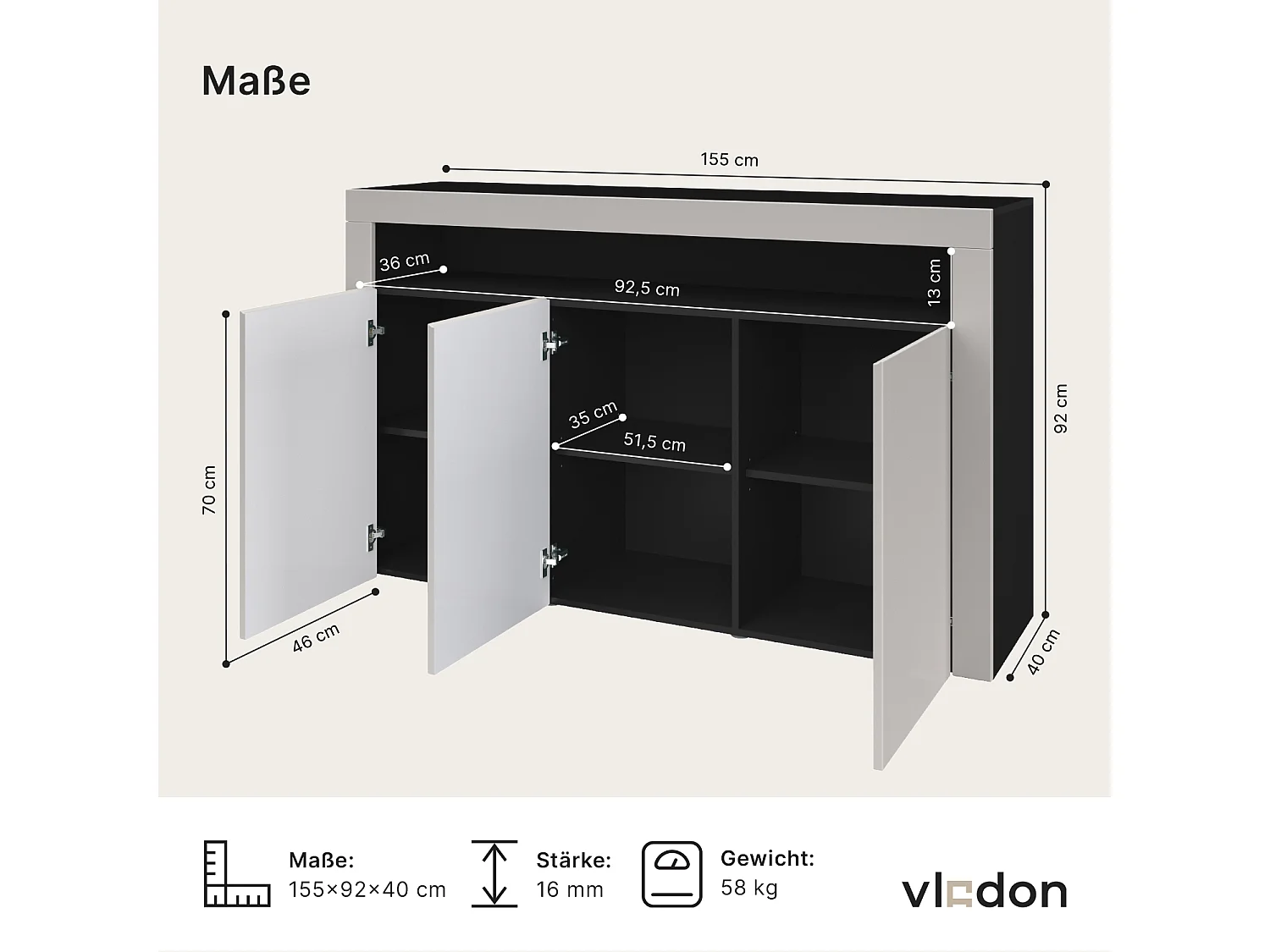 SIDEBOARD Valencia Eiche Natur/ Eiche Natur
