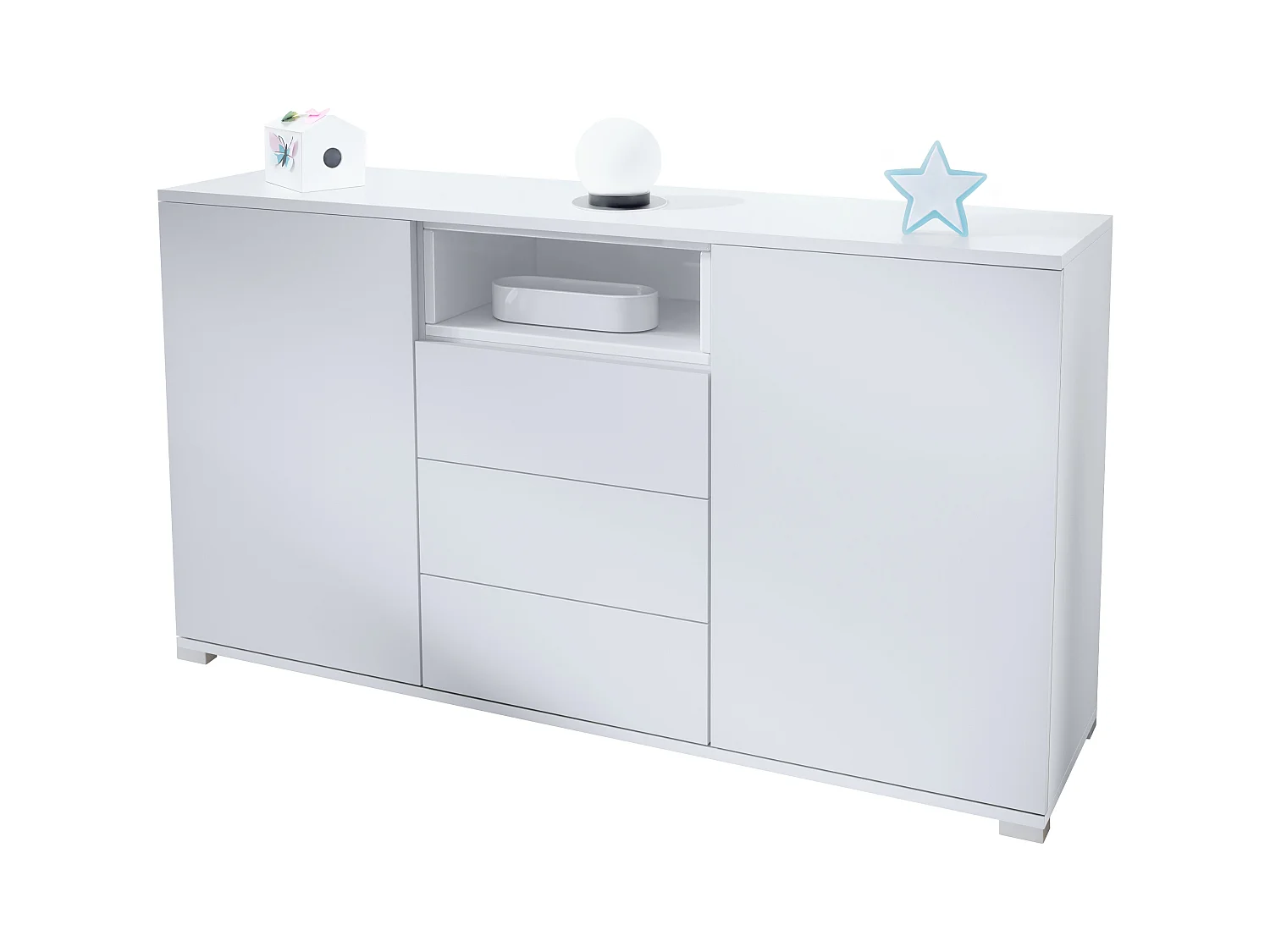 SIDEBOARD Skadu Weiß Hochglanz