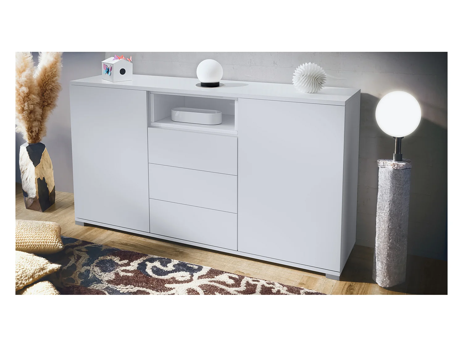 SIDEBOARD Skadu Weiß Hochglanz