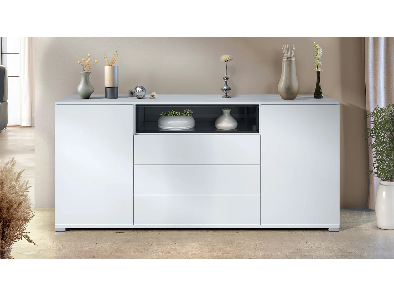 SIDEBOARD Skadu Schwarz Hochglanz