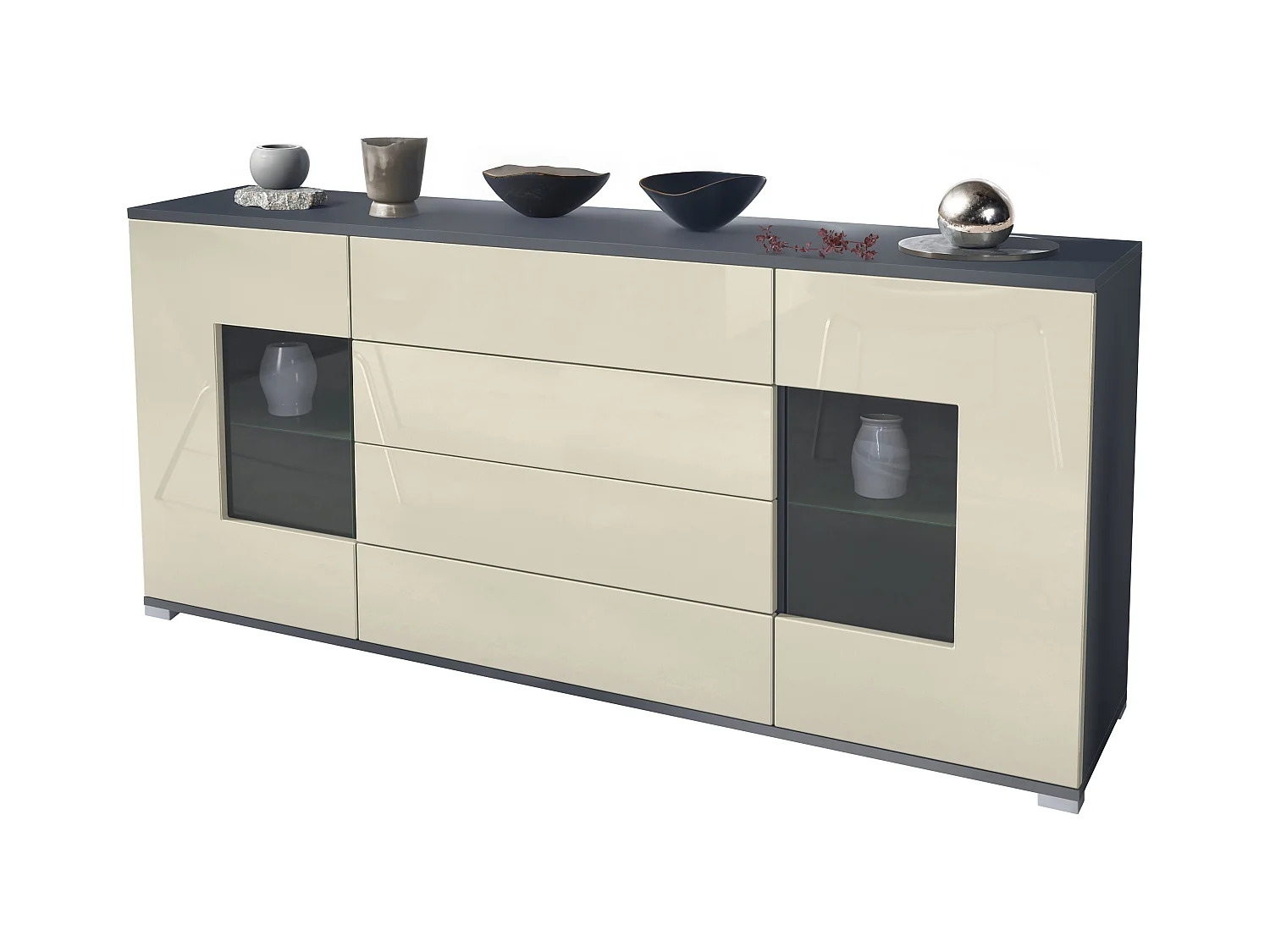SIDEBOARD Grömitz Creme Hochglanz