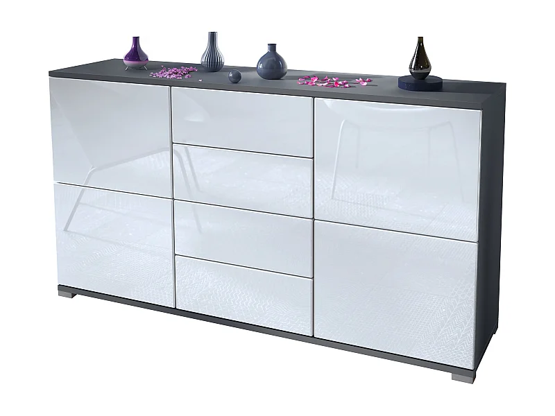 SIDEBOARD Rova Weiß Hochglanz