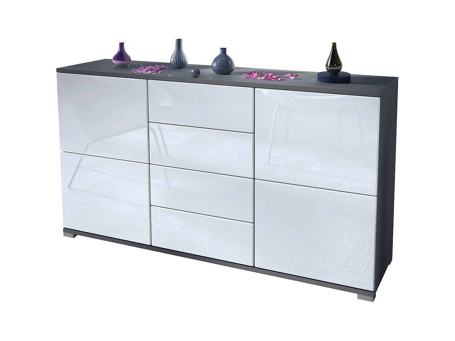 SIDEBOARD Rova Weiß Hochglanz