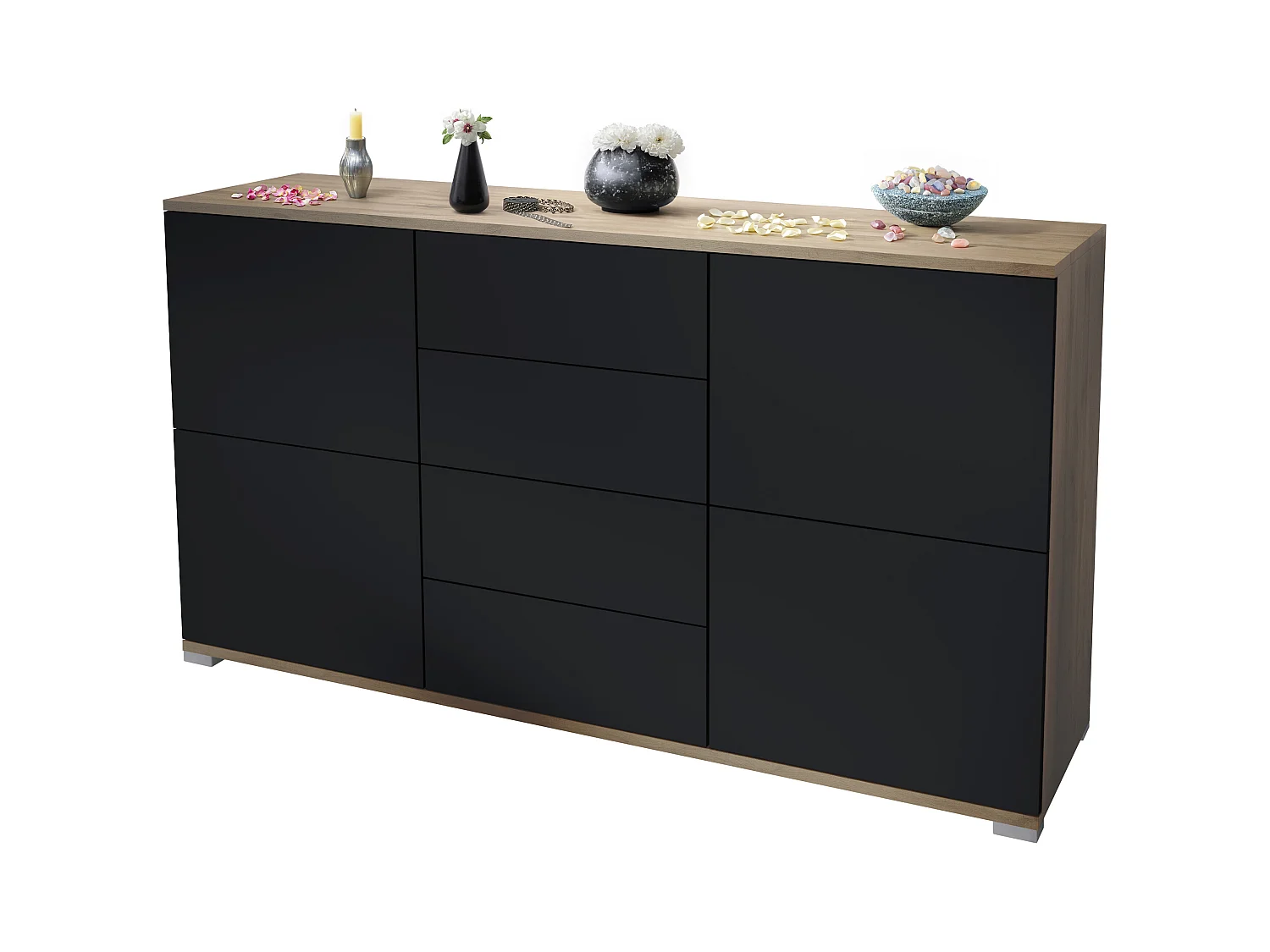 SIDEBOARD Rova Schwarz matt