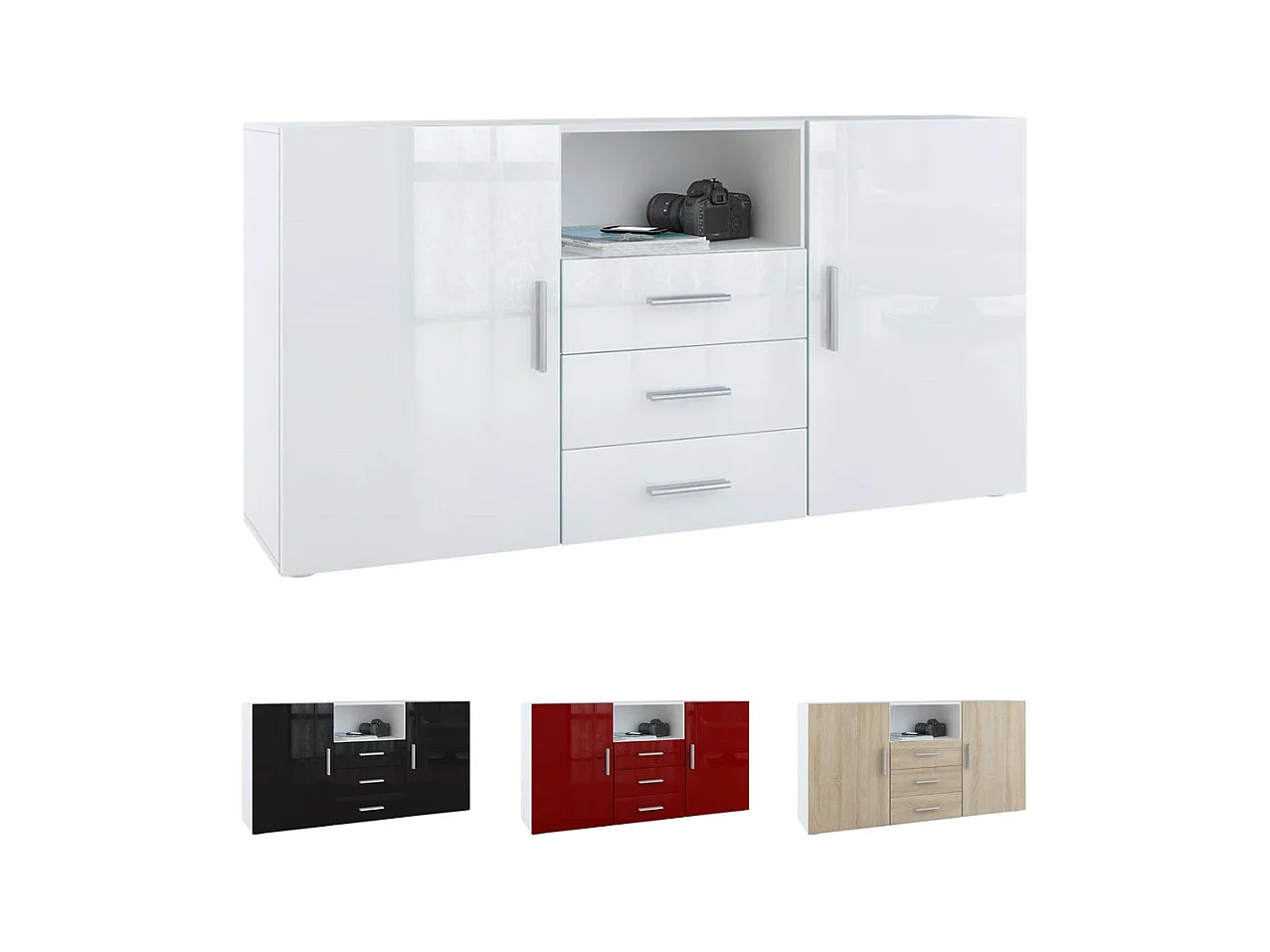 SIDEBOARD Skadu Front in Schwarz Hochglanz