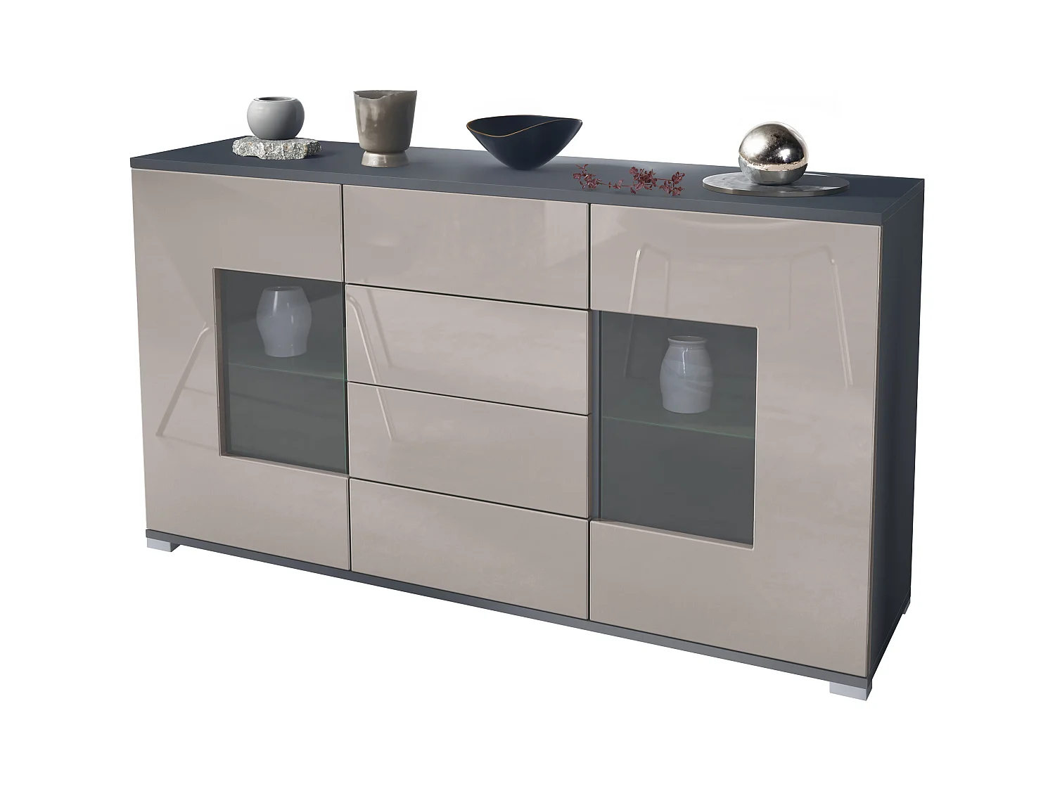 SIDEBOARD Grömitz Sandgrau Hochglanz