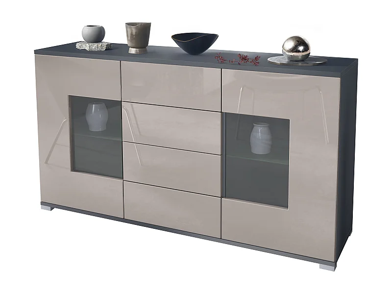 SIDEBOARD Grömitz Sandgrau Hochglanz