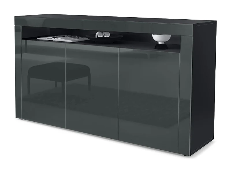 SIDEBOARD Valencia Grau Hochglanz / Grau Hochglanz