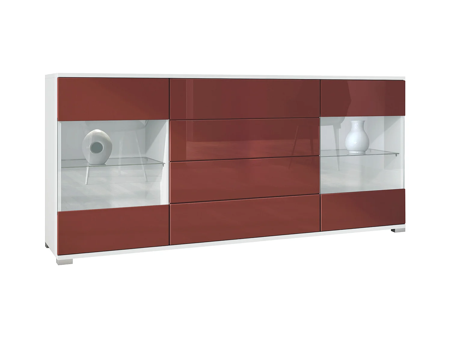 SIDEBOARD Bari Bordeaux Hochglanz