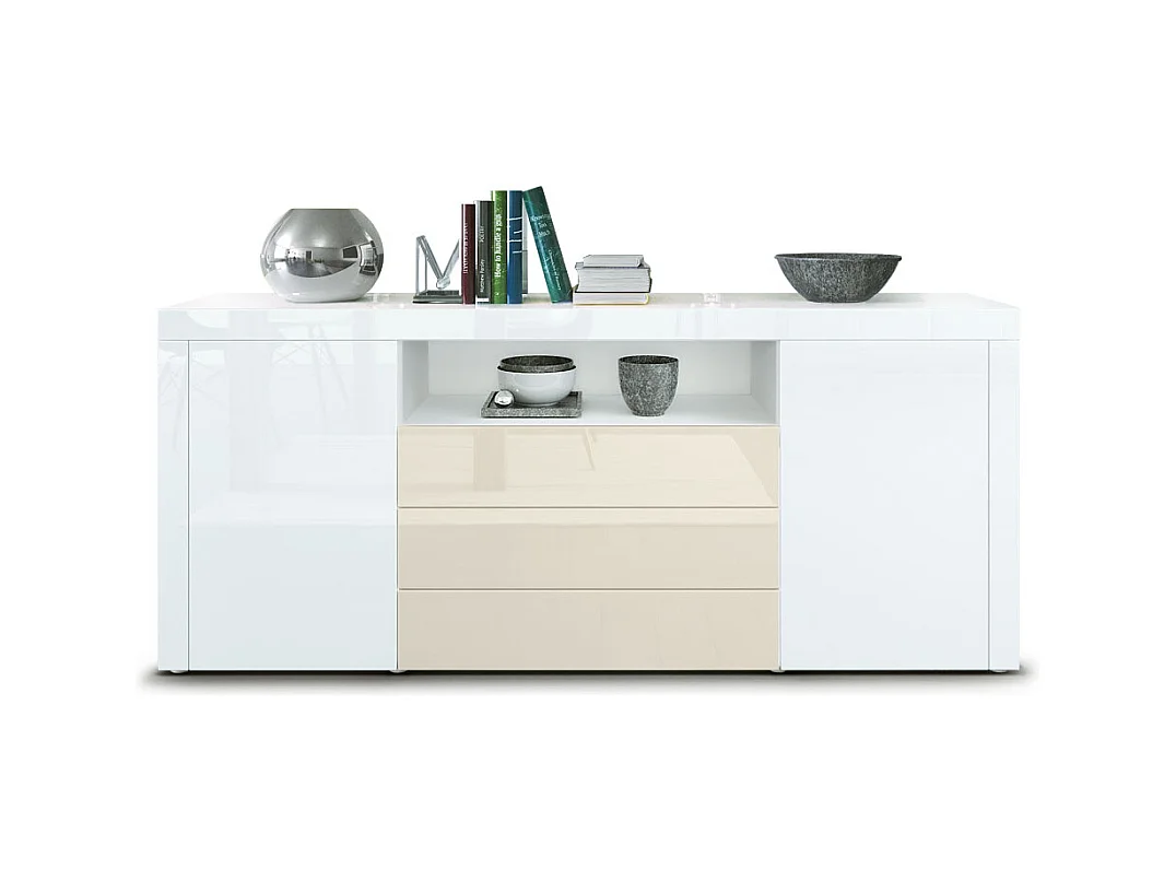 SIDEBOARD Santiago Weiß Hochglanz / Creme Hochglanz