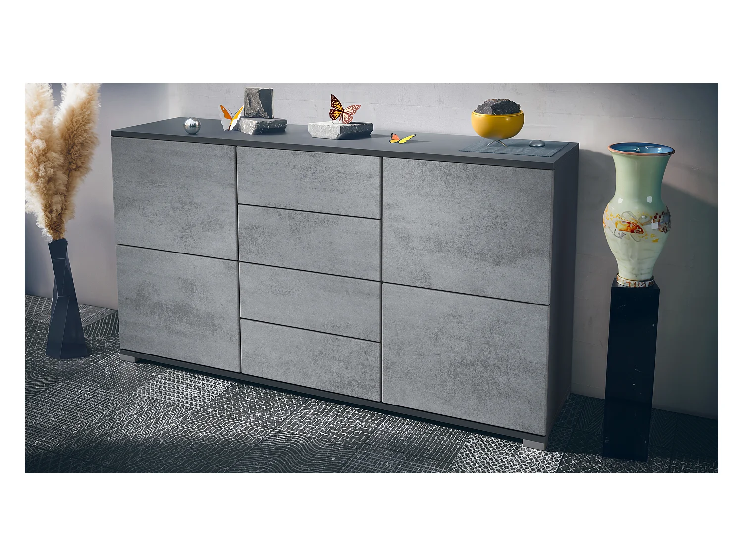 SIDEBOARD Rova Beton Oxid Optik