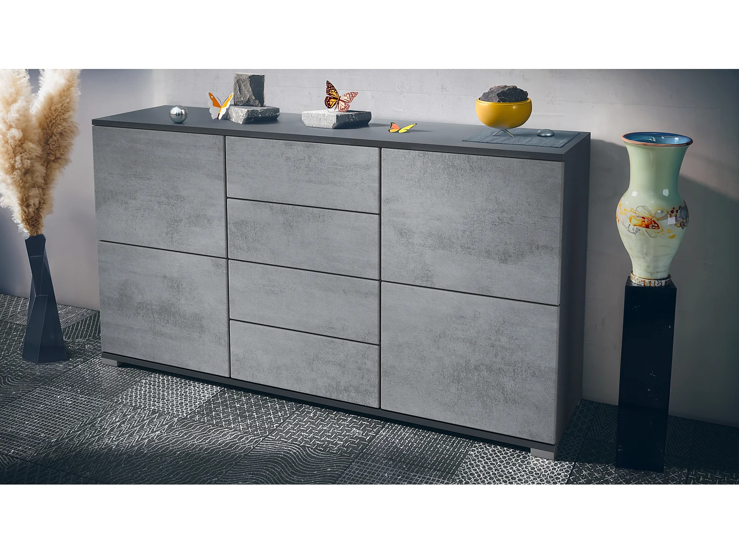 SIDEBOARD Rova Beton Oxid Optik