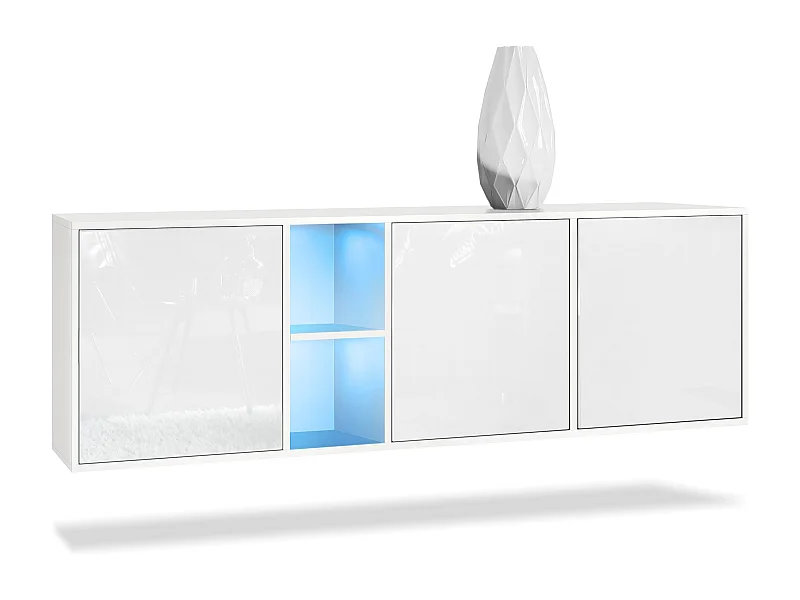 SIDEBOARD Cuba Türen in Weiß Hochglanz