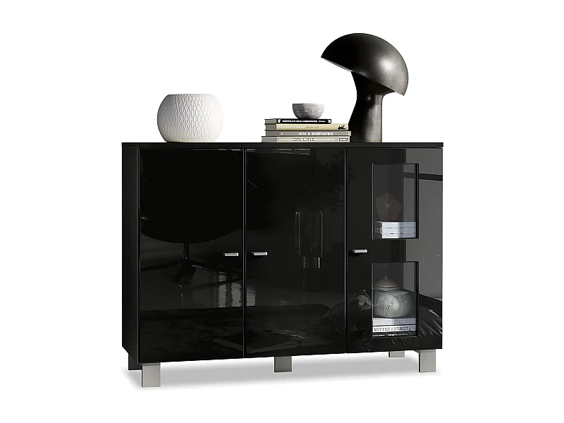 SIDEBOARD Denjo Tür in Schwarz Hochglanz
