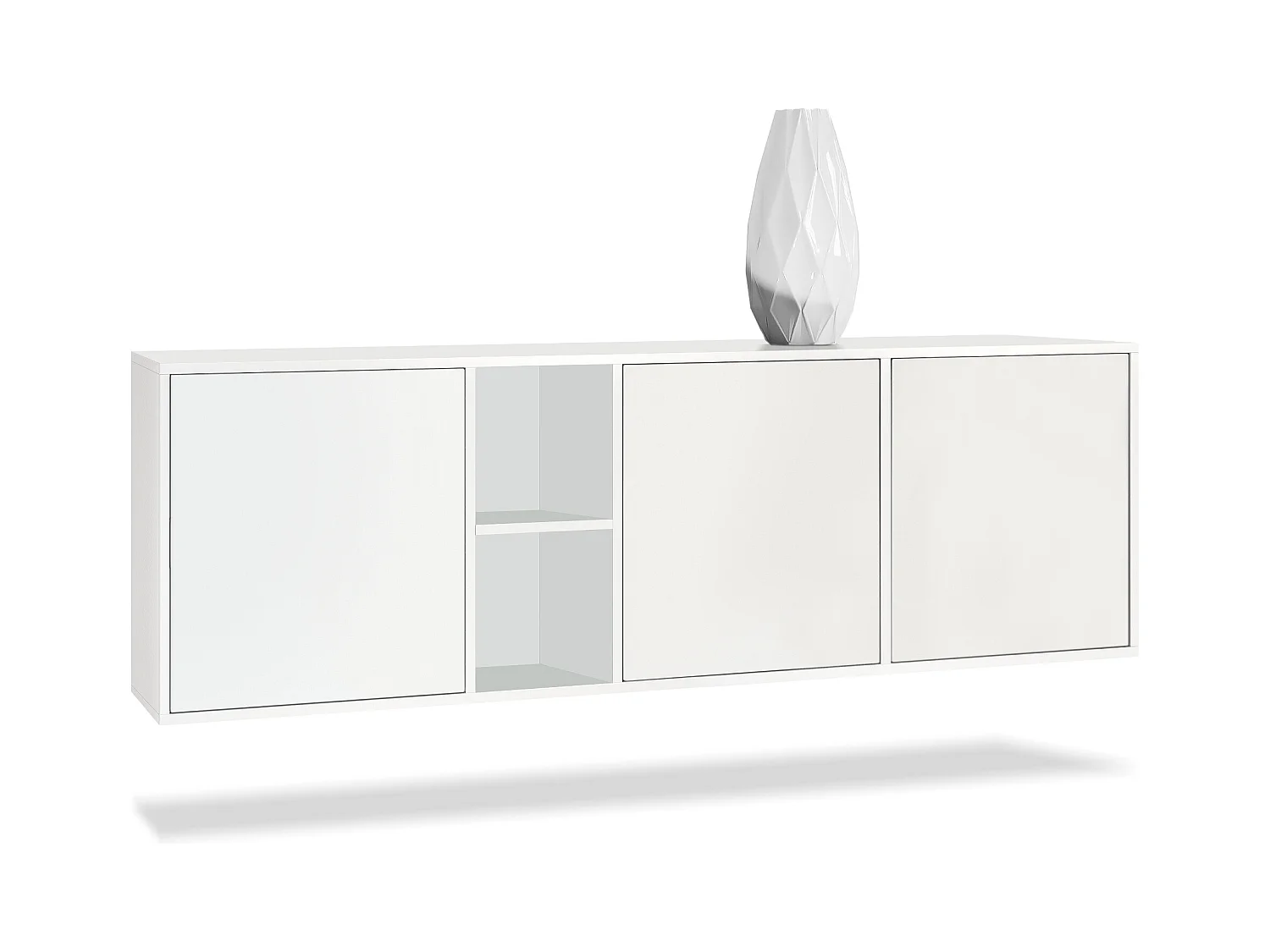 Commode Cuba - blanc mat/blanc mat - Buffet moderne pour votre salon - (LxHxP) 182x53x35 cm
