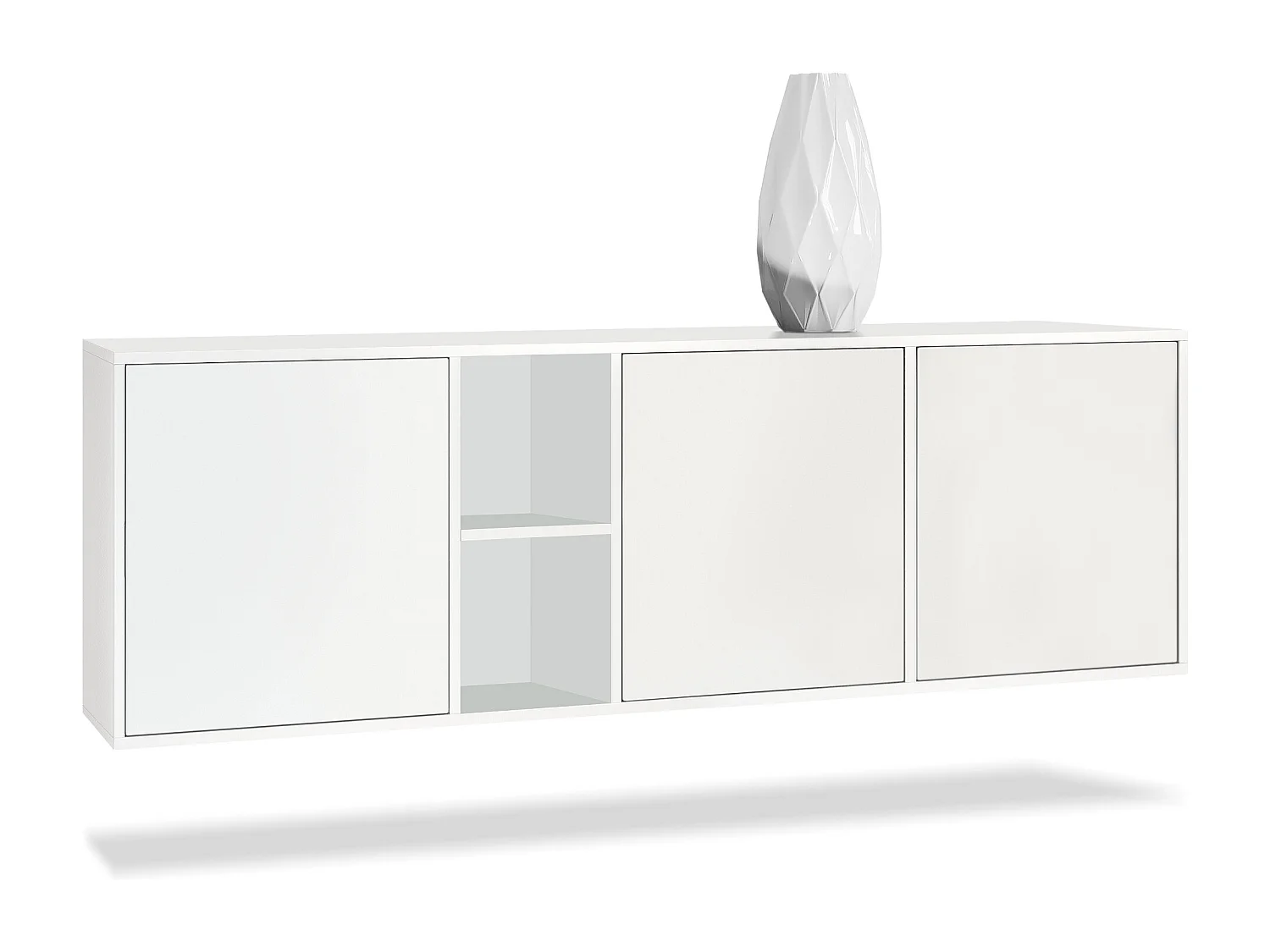 Vladon Cassettiera Cuba - bianco opaco/bianco opaco - Credenza moderna per la zona giorno - (LxAxP) 182x53x35 cm