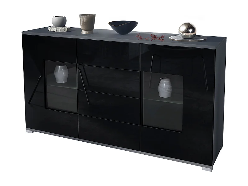SIDEBOARD Grömitz Schwarz Hochglanz