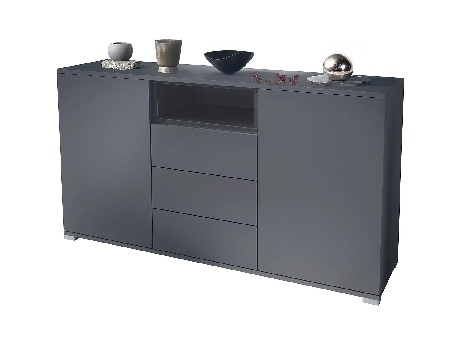 SIDEBOARD Skadu Grau Hochglanz