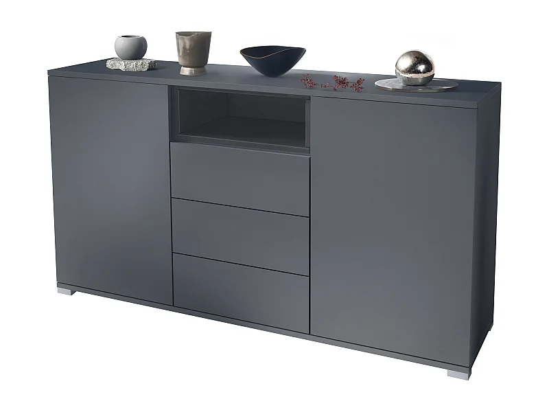 SIDEBOARD Skadu Grau Hochglanz