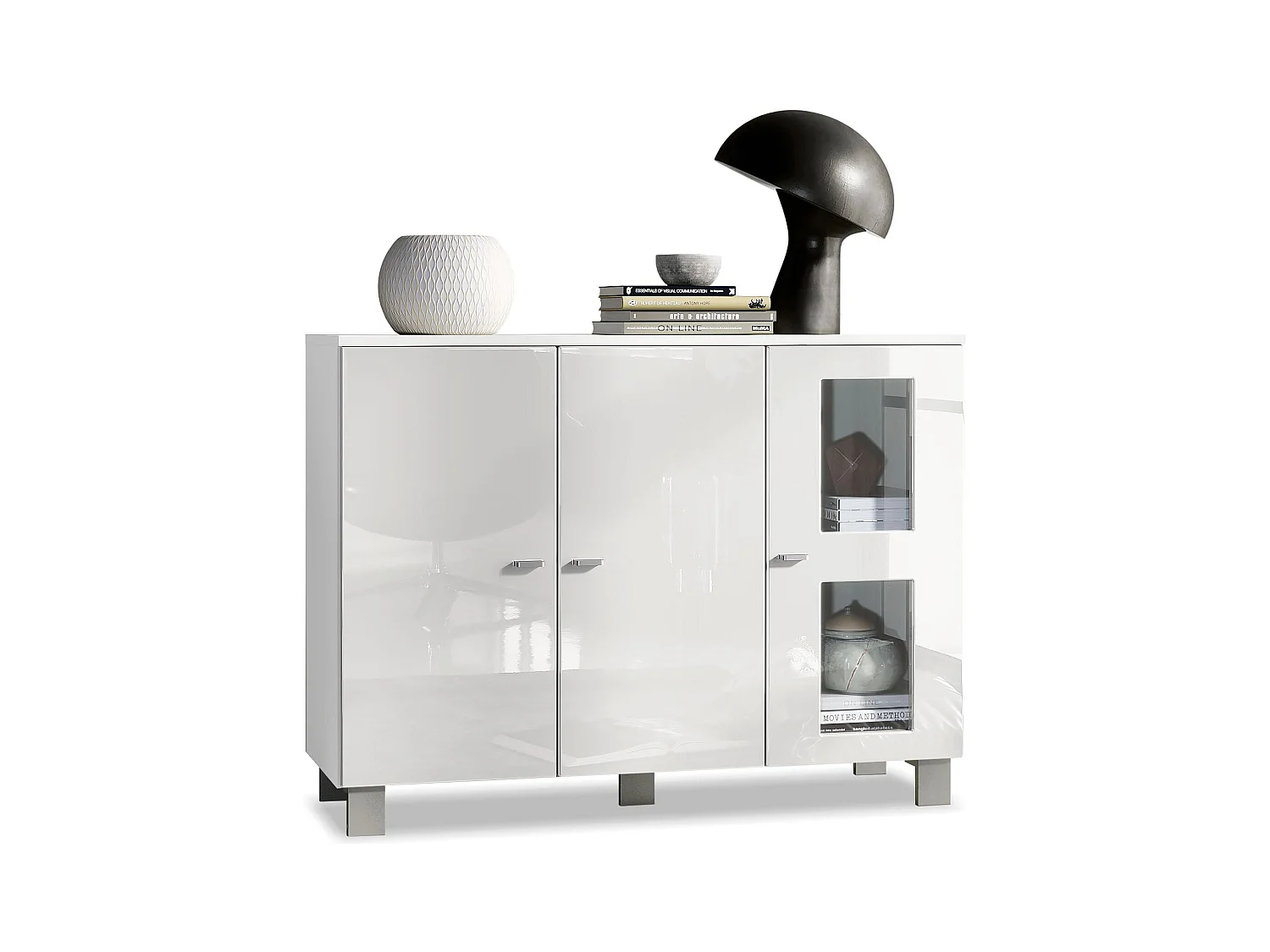 SIDEBOARD Denjo Tür in Weiß Hochglanz