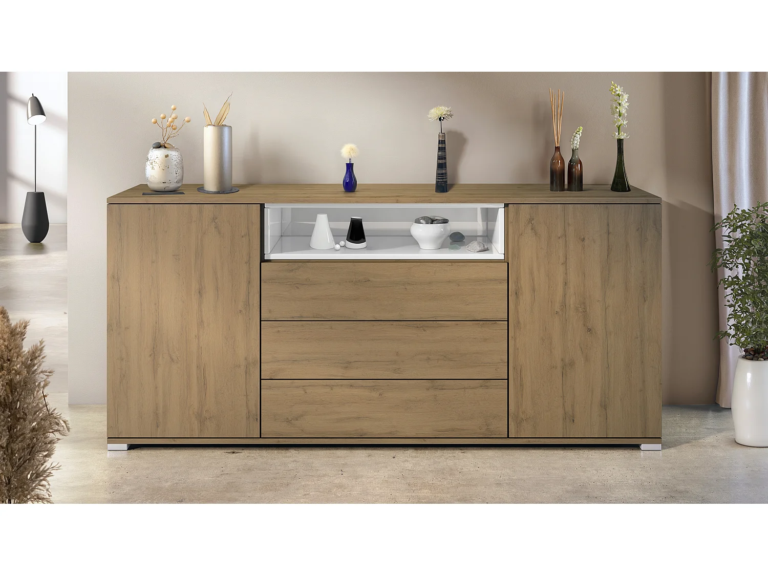 SIDEBOARD Skadu Weiß Hochglanz