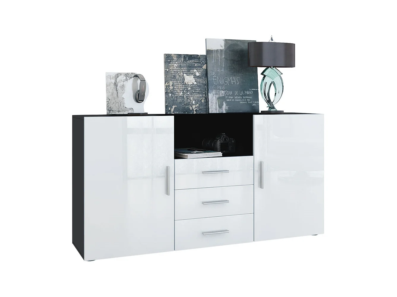 SIDEBOARD Skadu Front in Weiß Hochglanz