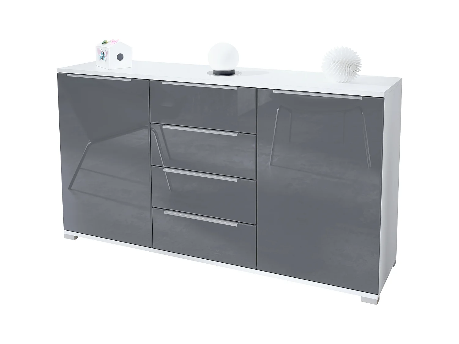 SIDEBOARD Linio Grau Hochglanz