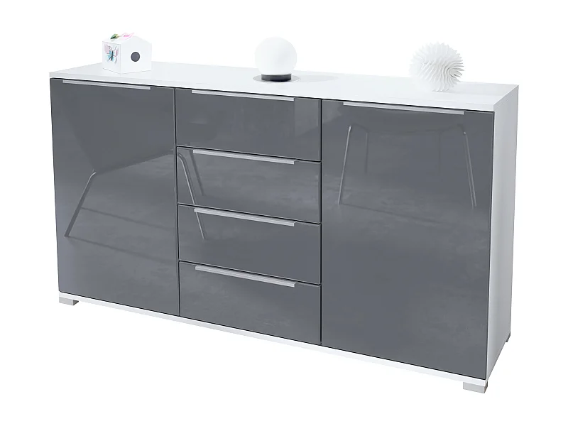 SIDEBOARD Linio Grau Hochglanz