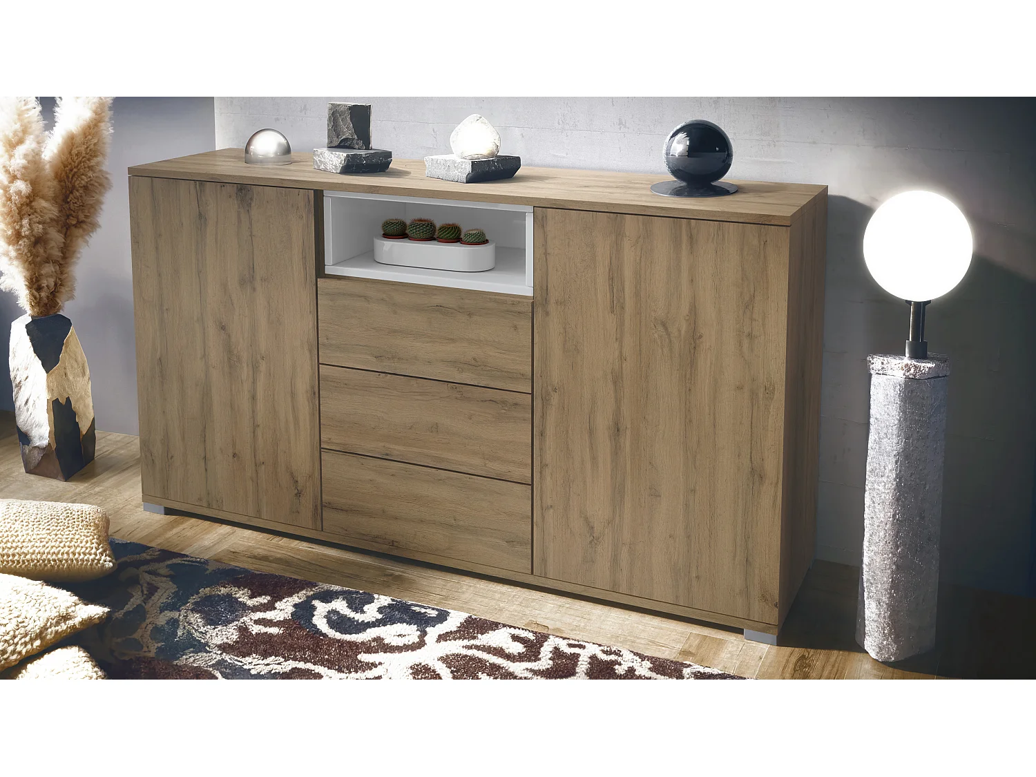 SIDEBOARD Skadu Weiß Hochglanz