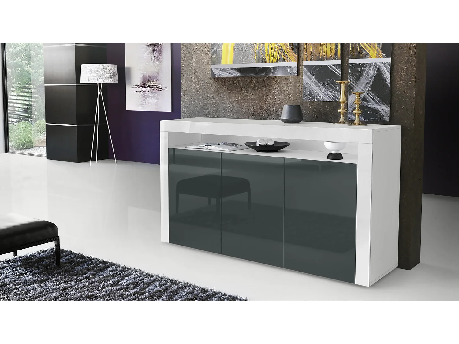 SIDEBOARD Valencia Grau Hochglanz