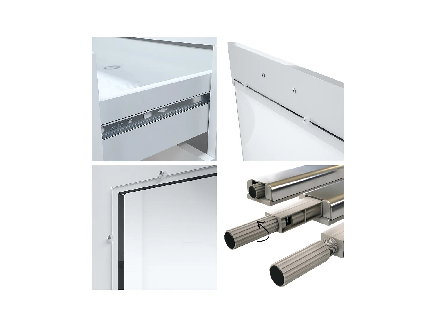 Buffet Grömitz V1 – Meuble avec 2 Grandes Portes et 4 Tiroirs, blanc mat/gris haute brillance (138,5 x 75,5 x 35)