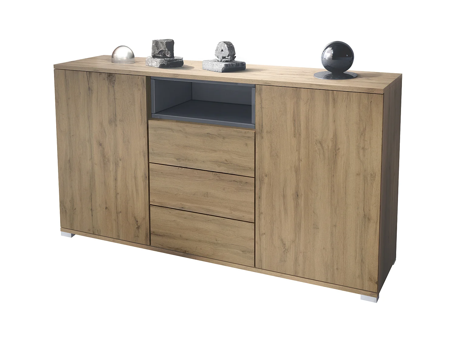 SIDEBOARD Skadu Grau Hochglanz