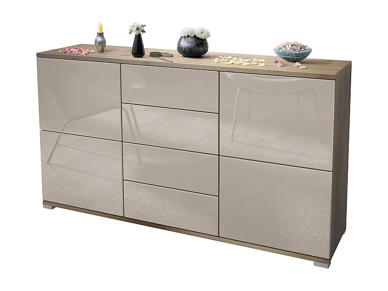 SIDEBOARD Rova Sandgrau Hochglanz
