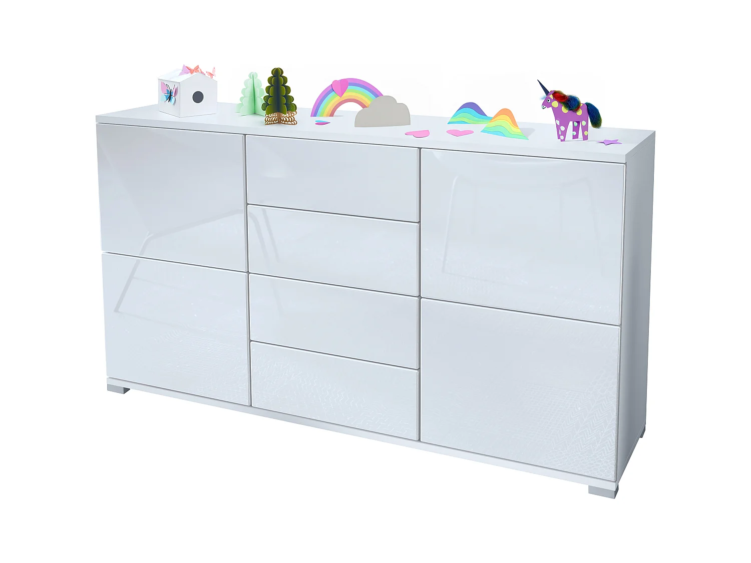 SIDEBOARD Rova Weiß Hochglanz