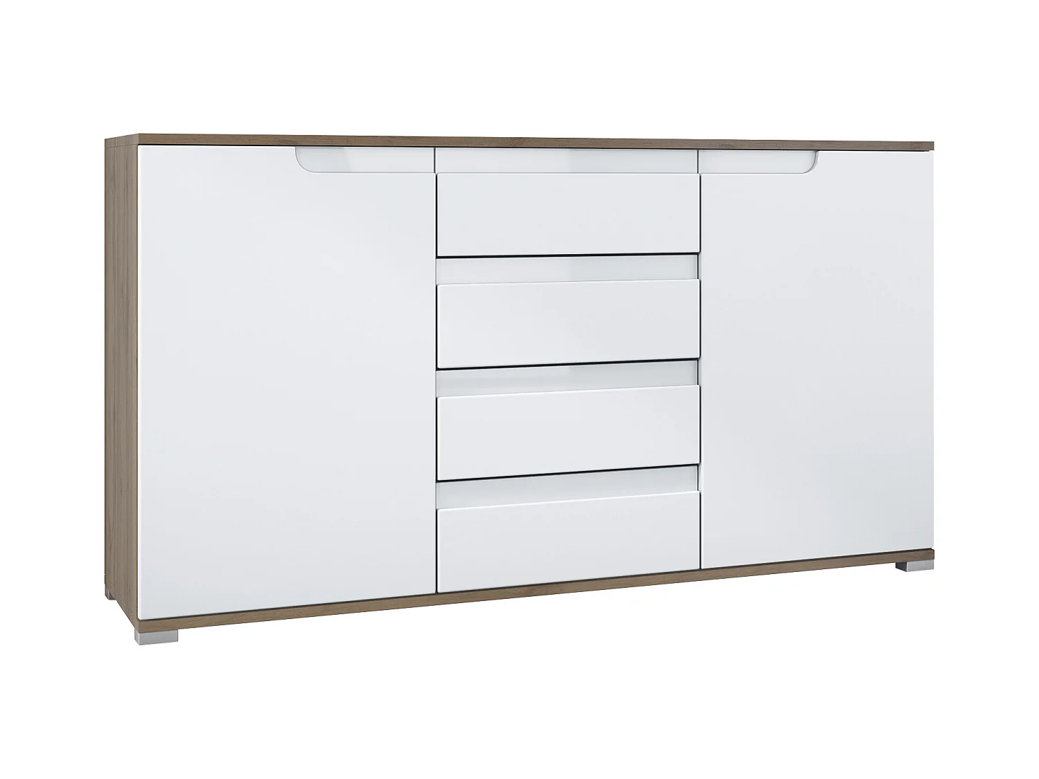 SIDEBOARD Sylt Weiß matt / Weiß Hochglanz